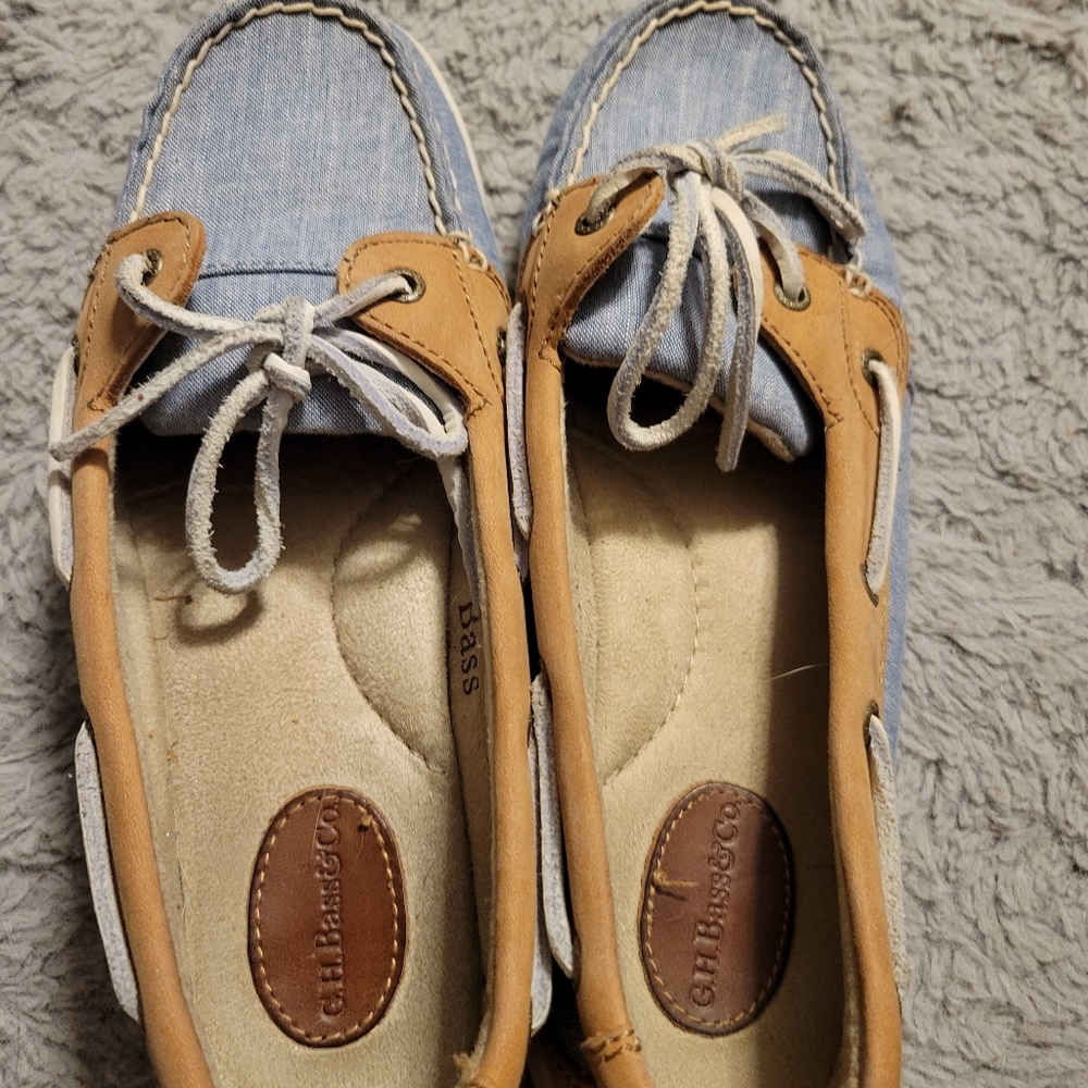 GH Bass And Co Upper Leather And Cotton Womens Size 8 Boat Shoes